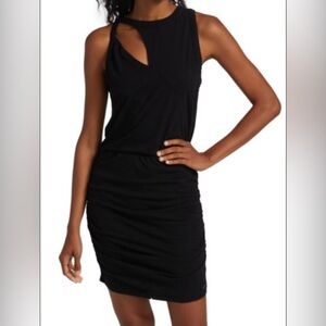 New! n:Philanthropy cutout ruched mini bodycon dress, cotton, black, size small